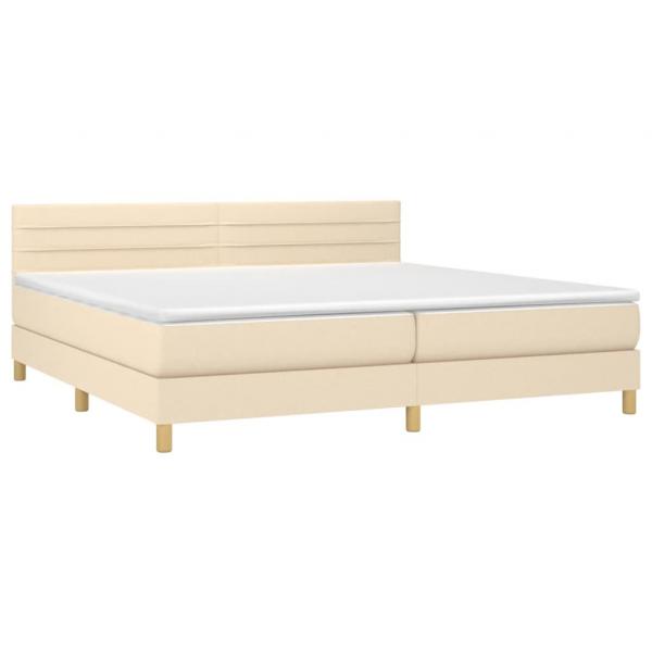 Boxspringbett mit Matratze & LED Creme 200x200 cm Stoff