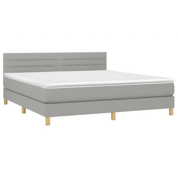 Boxspringbett mit Matratze & LED Hellgrau 180x200 cm Stoff