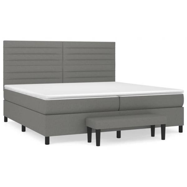 Boxspringbett mit Matratze Dunkelgrau 200x200 cm Stoff