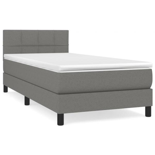 Boxspringbett mit Matratze Dunkelgrau 80x200 cm Stoff