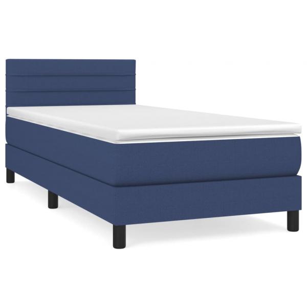 Boxspringbett mit Matratze Blau 90x190 cm Stoff