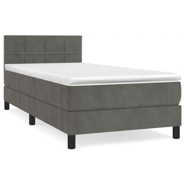 Boxspringbett mit Matratze Dunkelgrau 90x190 cm Samt