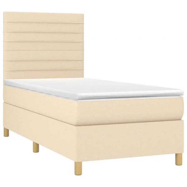 Boxspringbett mit Matratze Creme 100x200 cm Stoff