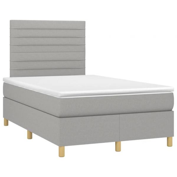 Boxspringbett mit Matratze Hellgrau 120x200 cm Stoff