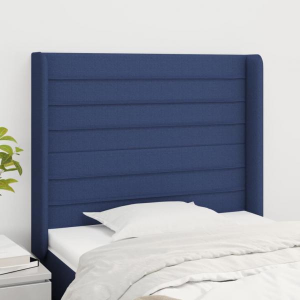 ARDEBO.de - Kopfteil mit Ohren Blau 93x16x118/128 cm Stoff