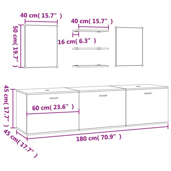   6-tlg. Badmöbel-Set Schwarz Holzwerkstoff