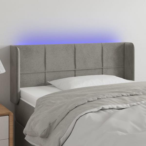 ARDEBO.de - LED Kopfteil Hellgrau 93x16x78/88 cm Samt