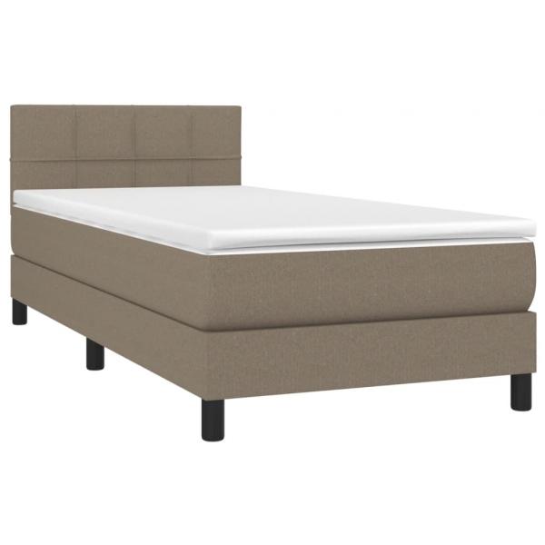 Boxspringbett mit Matratze & LED Taupe 90x200 cm Stoff