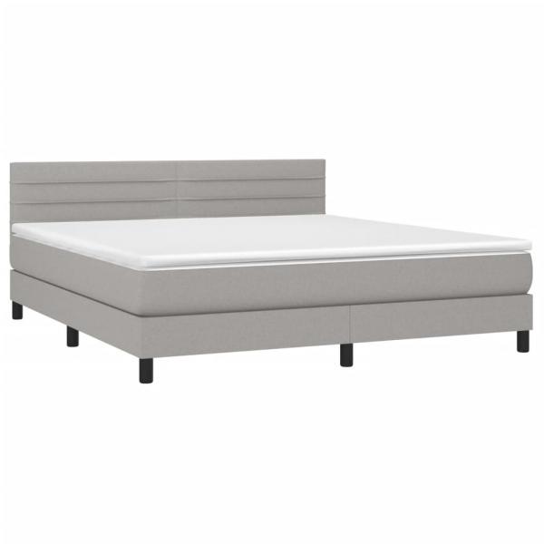 Boxspringbett mit Matratze & LED Hellgrau 180x200 cm Stoff