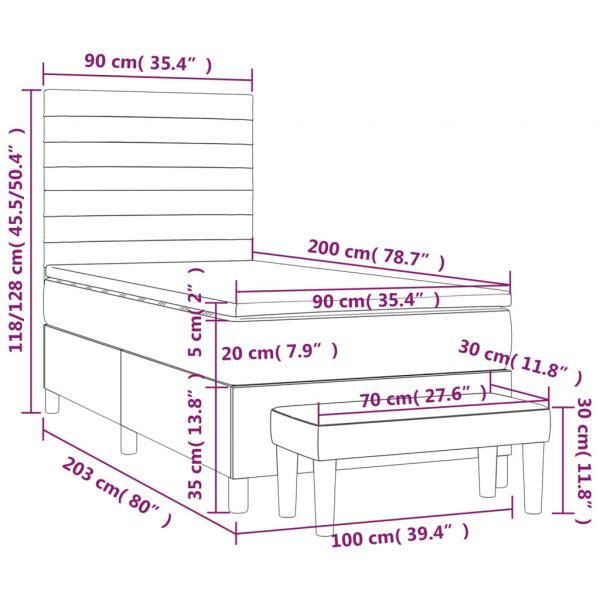 Boxspringbett mit Matratze Dunkelgrau 90x200 cm Stoff