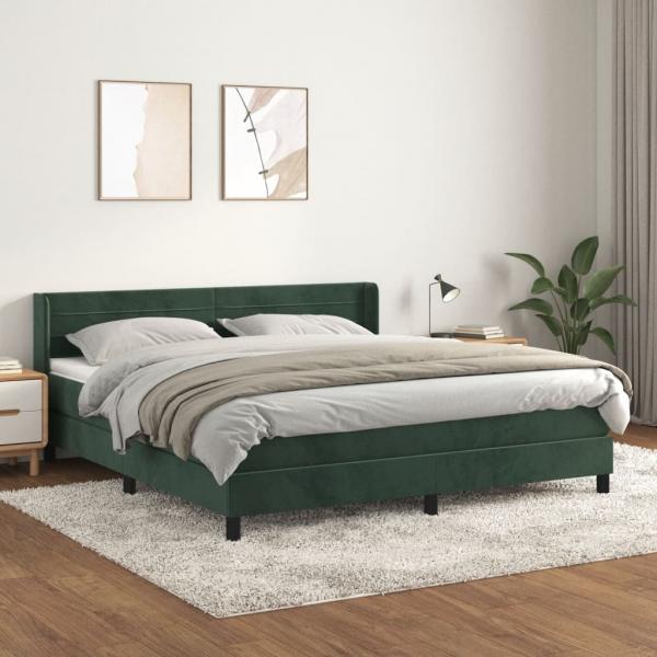 ARDEBO.de - Boxspringbett mit Matratze Dunkelgrün 180x200 cm Samt