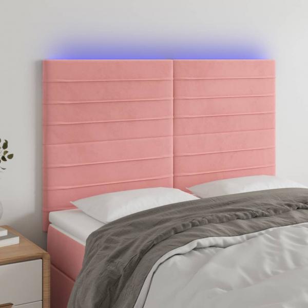 ARDEBO.de - LED Kopfteil Rosa 144x5x118/128 cm Samt