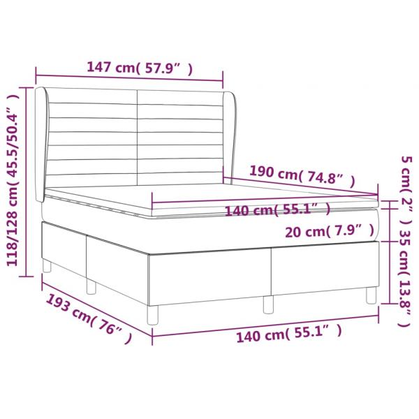 Boxspringbett mit Matratze Rosa 140x190 cm Samt