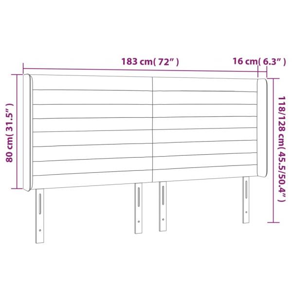 Kopfteil mit Ohren Dunkelgrau 183x16x118/128 cm Stoff