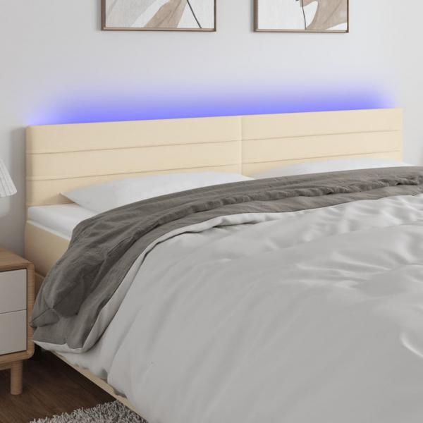 ARDEBO.de - LED Kopfteil Creme 200x5x78/88 cm Stoff