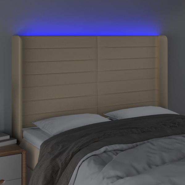 LED Kopfteil Creme 147x16x118/128 cm Stoff 