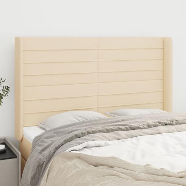 ARDEBO.de - Kopfteil mit Ohren Creme 147x16x118/128 cm Stoff