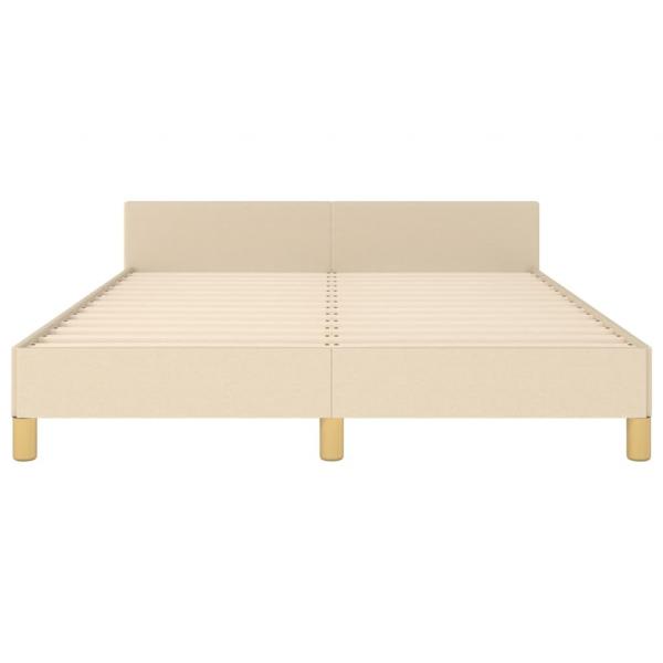 Bettgestell mit Kopfteil Creme 140x190 cm Stoff