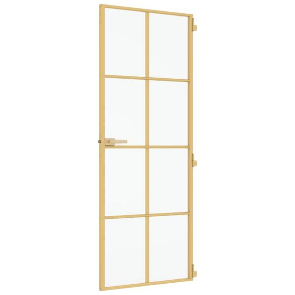 Innentür Schlank Golden 76x201,5 cm Hartglas und Aluminium