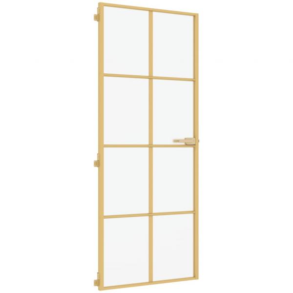 Innentür Schlank Golden 93x201,5 cm Hartglas und Aluminium