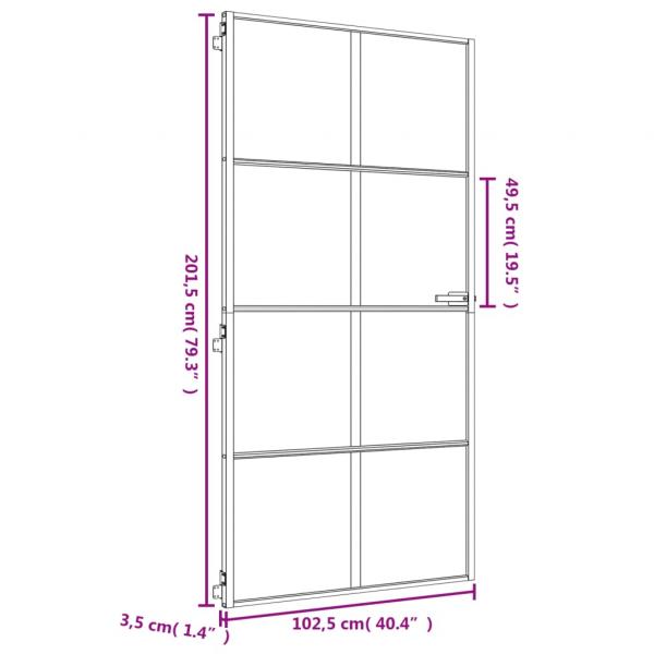 Innentür Schlank Golden 93x201,5 cm Hartglas und Aluminium