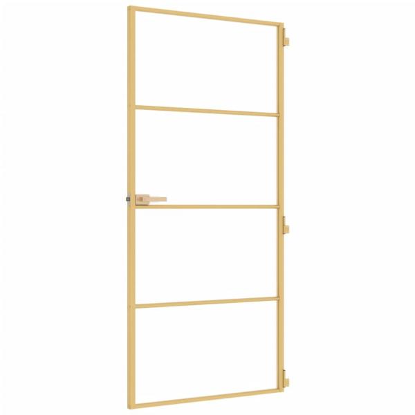 Innentür Schlank Golden 93x201,5 cm Hartglas und Aluminium