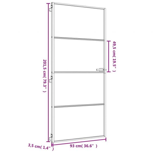 Innentür Schlank Golden 93x201,5 cm Hartglas und Aluminium