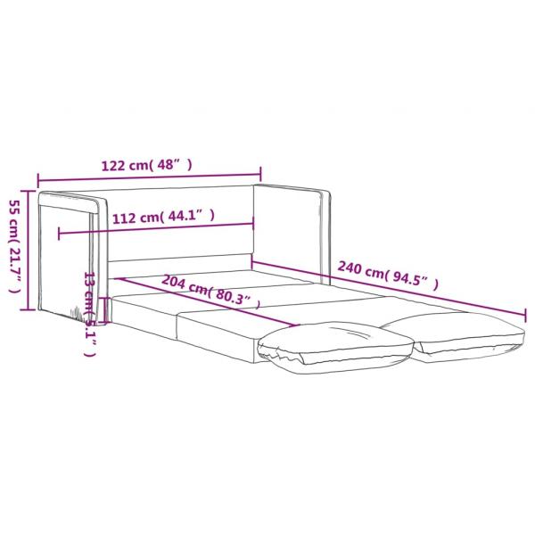 Bodensofa mit Schlaffunktion Weinrot 122x204x55 cm Samt