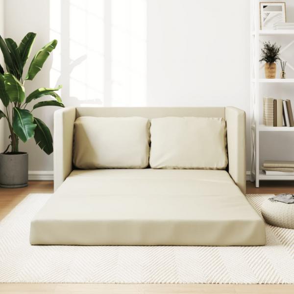 ARDEBO.de - Bodensofa mit Schlaffunktion Creme 112x174x55 cm Kunstleder