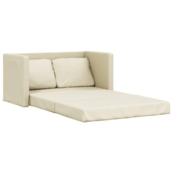 Bodensofa mit Schlaffunktion Creme 112x174x55 cm Kunstleder