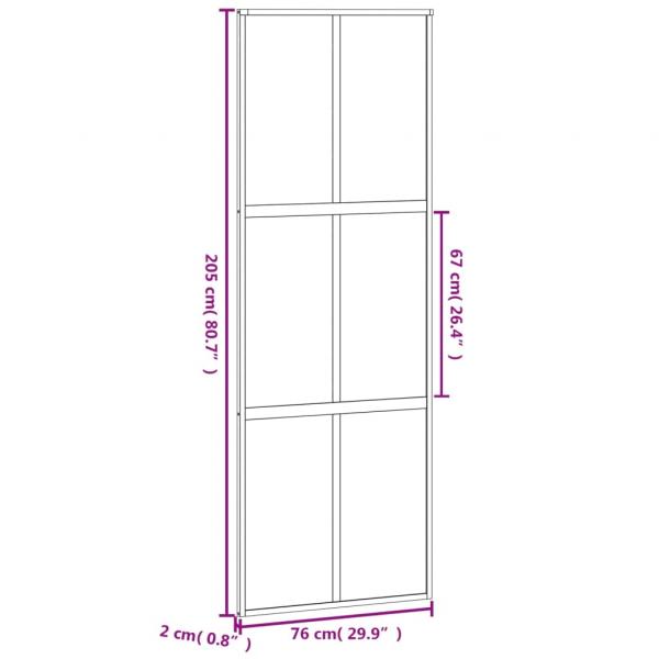 Schiebetür Weiß 76x205 cm Hartglas und Aluminium