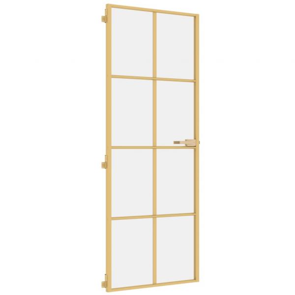 Innentür Schlank Golden 76x201,5 cm Hartglas und Aluminium