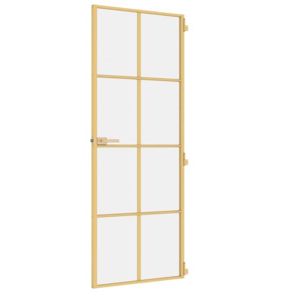 Innentür Schlank Golden 76x201,5 cm Hartglas und Aluminium