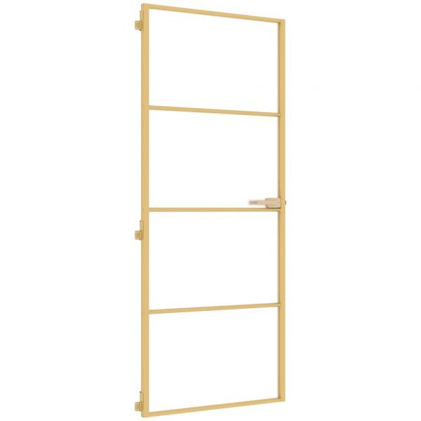 Innentür Schlank Golden 83x201,5 cm Hartglas und Aluminium