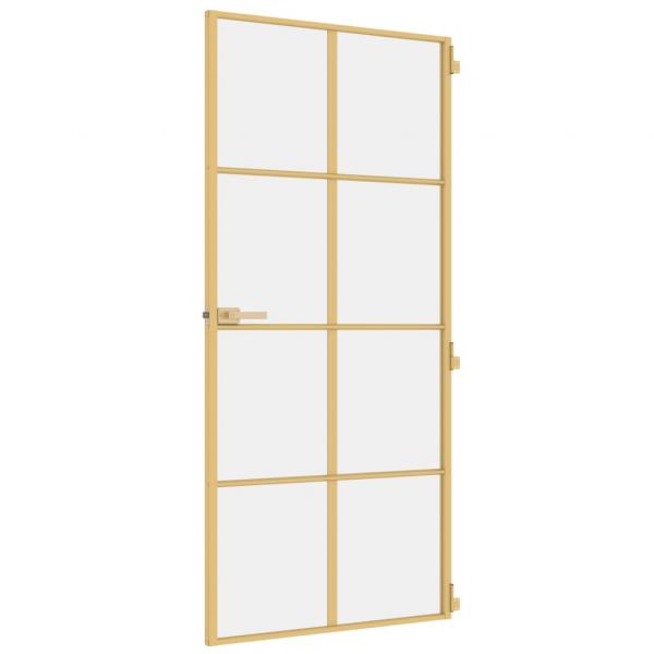 Innentür Schlank Golden 93x201,5 cm Hartglas und Aluminium