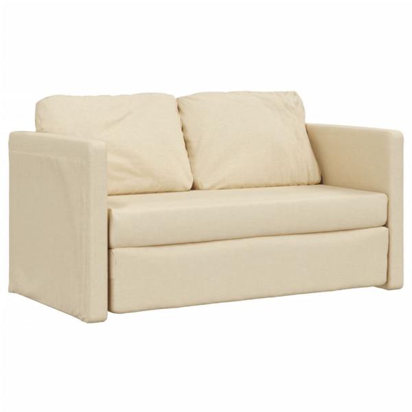 Bodensofa mit Schlaffunktion Creme 112x174x55 cm Stoff