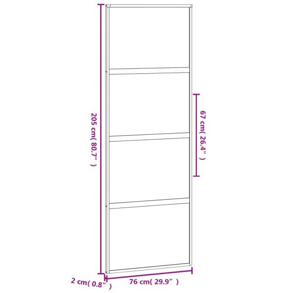 Schiebetür Schwarz 76x205 cm Hartglas und Aluminium