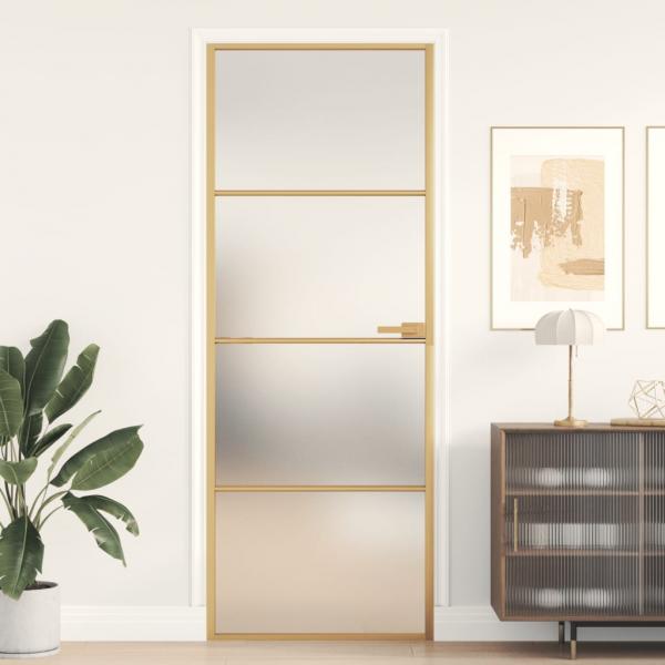 ARDEBO.de - Innentür Schlank Golden 76x201,5 cm Hartglas und Aluminium