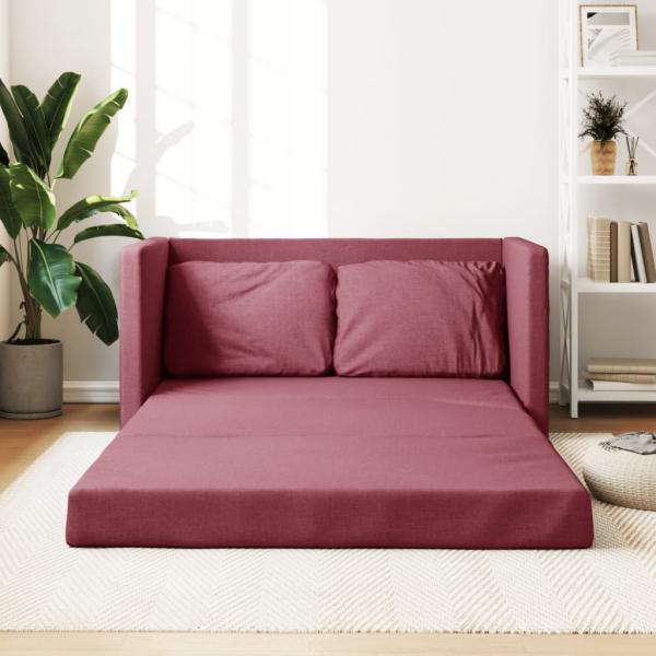 ARDEBO.de - Bodensofa mit Schlaffunktion Weinrot 112x174x55 cm Stoff