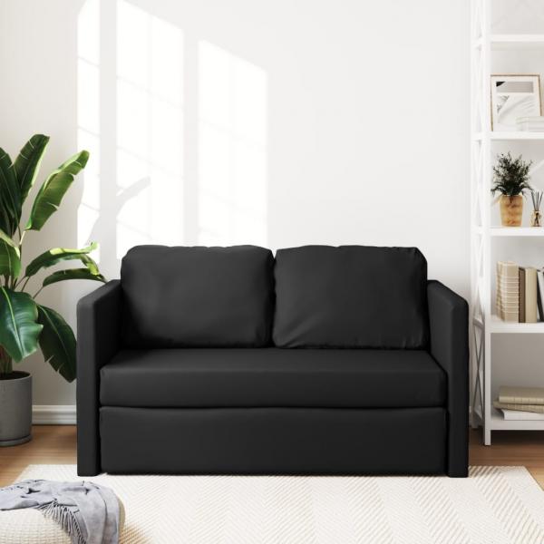 Bodensofa mit Schlaffunktion Schwarz 112x174x55 cm Kunstleder