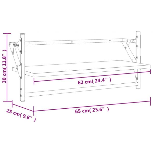 Wandregale mit Stangen 2 Stk. Grau Sonoma 65x25x30 cm