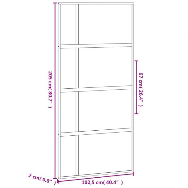 Schiebetür Schwarz 102,5x205 cm Hartglas und Aluminium