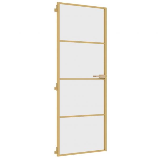 Innentür Schlank Golden 76x201,5 cm Hartglas und Aluminium