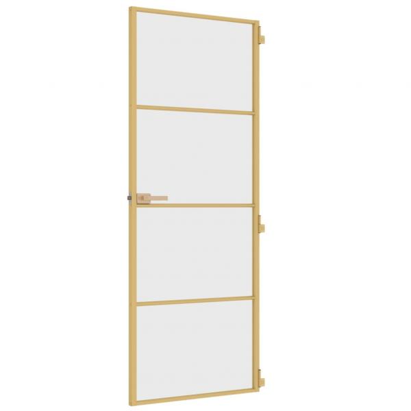 Innentür Schlank Golden 76x201,5 cm Hartglas und Aluminium