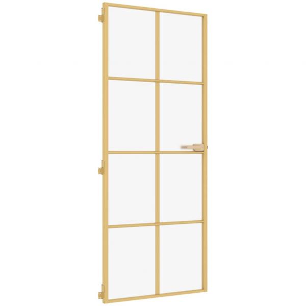 Innentür Schlank Golden 83x201,5 cm Hartglas und Aluminium