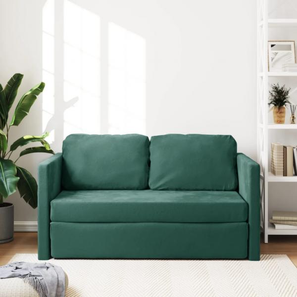 Bodensofa mit Schlaffunktion Dunkelgrün 122x204x55 cm Samt