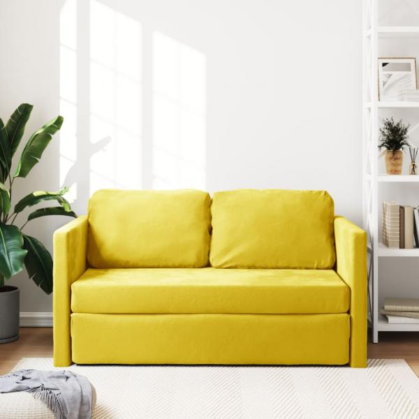 Bodensofa mit Schlaffunktion Dunkelgelb 122x204x55 cm Samt