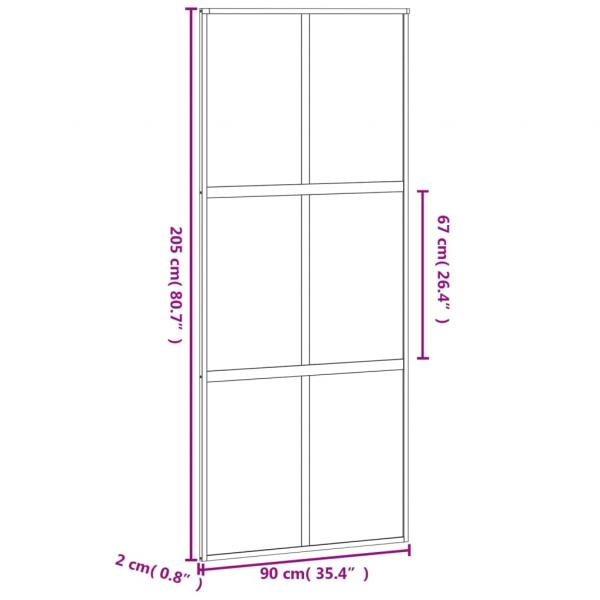 Schiebetür Schwarz 90x205 cm Hartglas und Aluminium