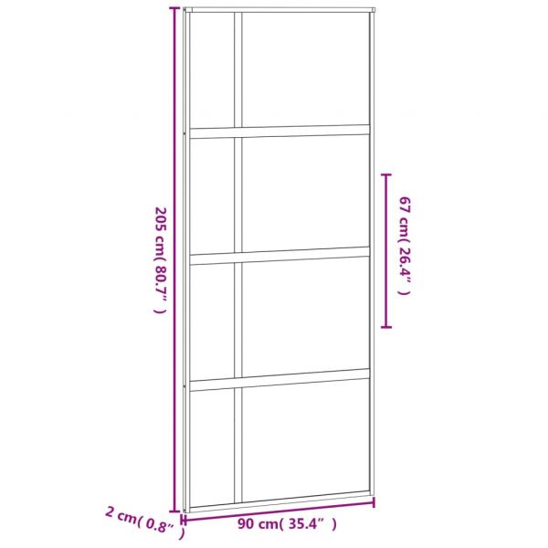 Schiebetür Schwarz 90x205 cm Hartglas und Aluminium