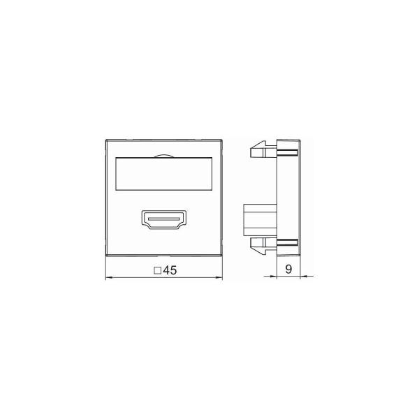 OBO Bettermann MTG-HD F RW1 Multimediaträger, HDMI, mit Kabel, Buchse-Buchse, 45x45mm, reinweiß (6104826)